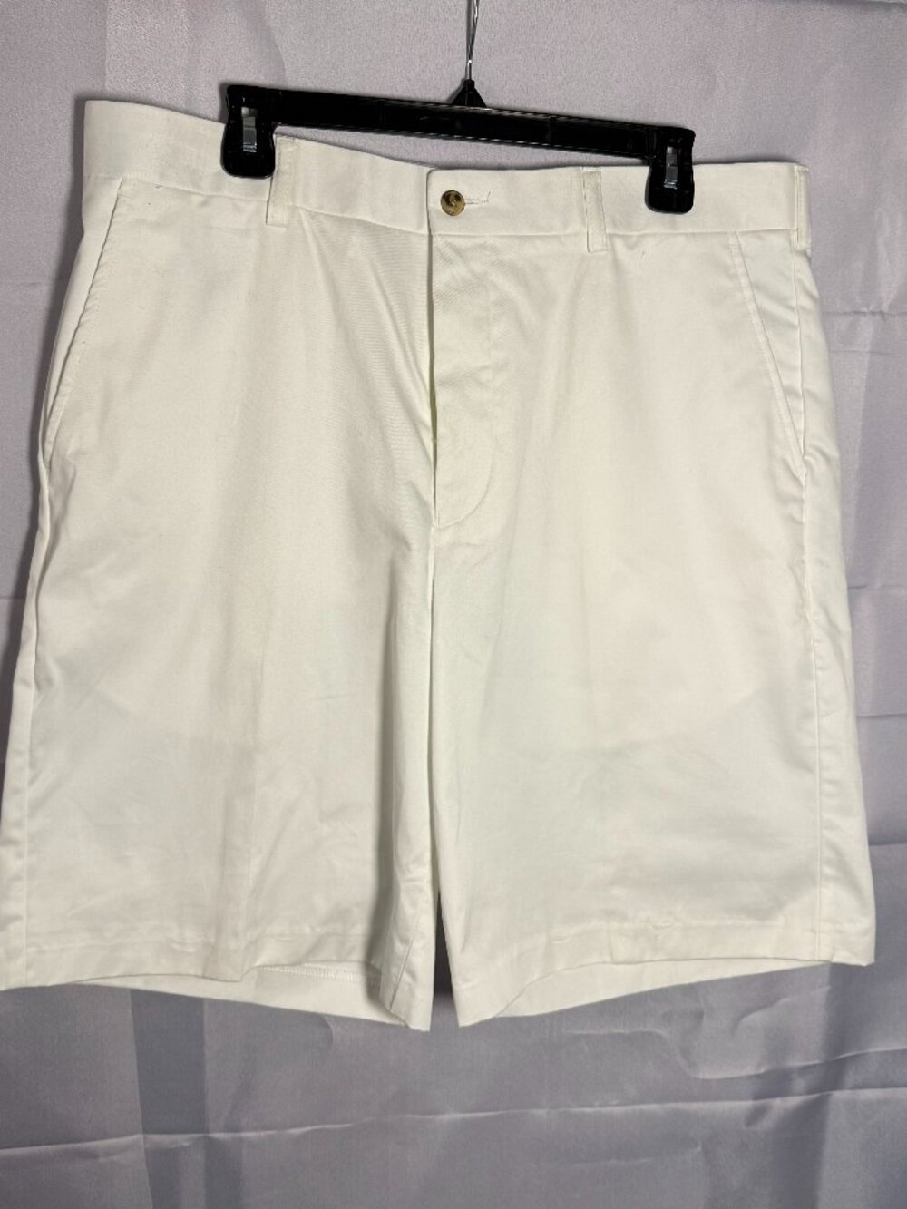 Alan Flusser Golf Men’s 36W White Flat Front Shorts 100% Cotton NWT